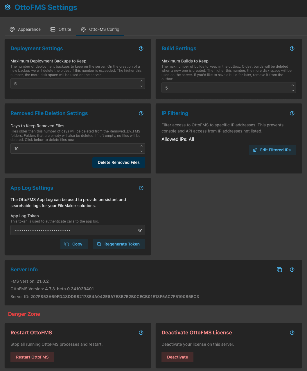 Config Settings