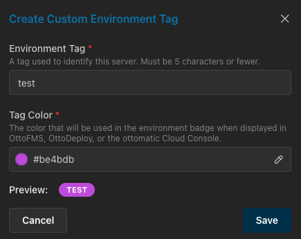 Custom Environment Tag Setup