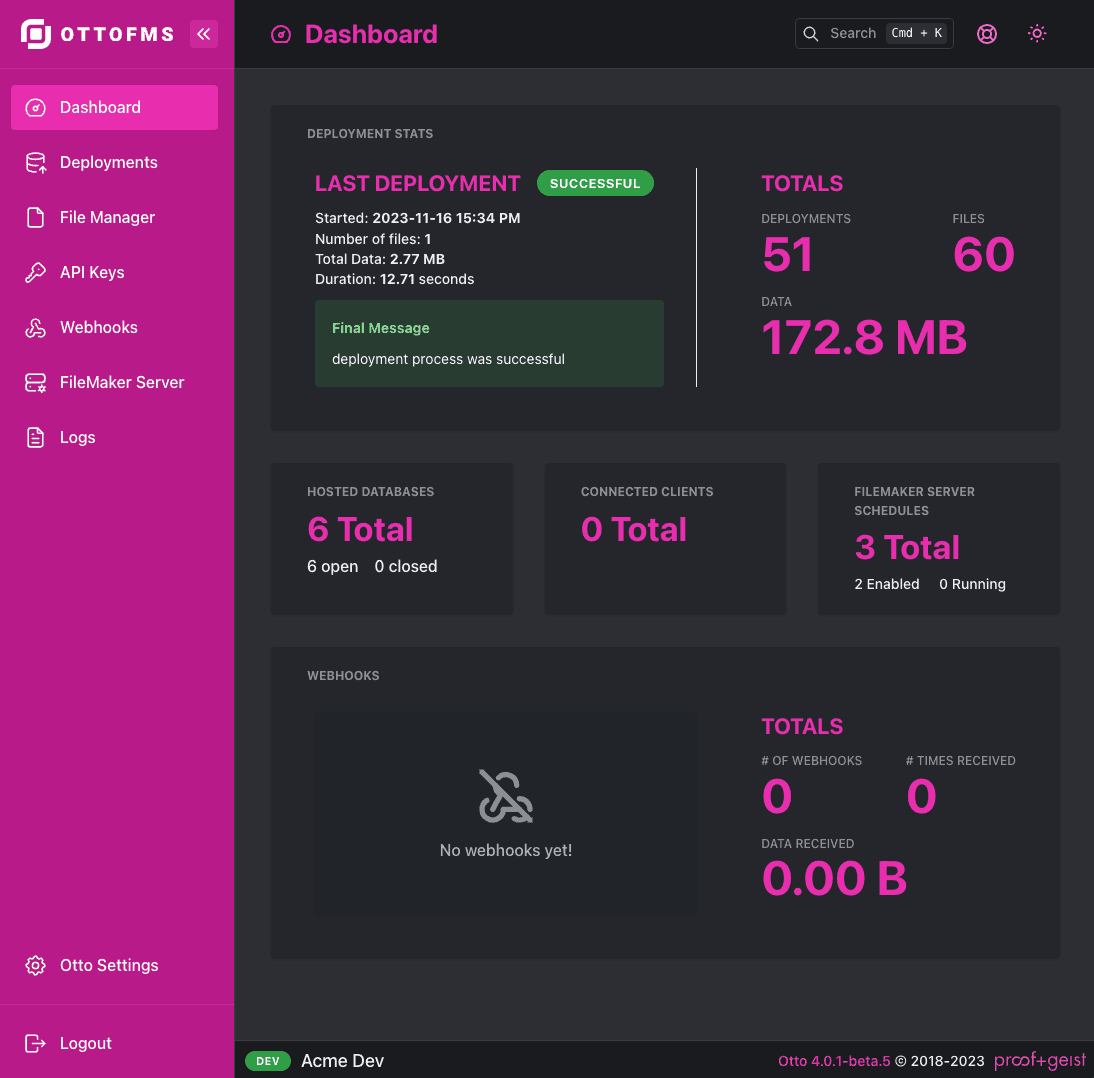 Dashboard Screenshot