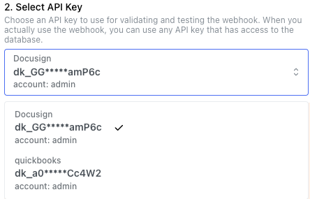 Select API Key